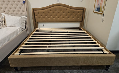 Tufted Brown King Bed