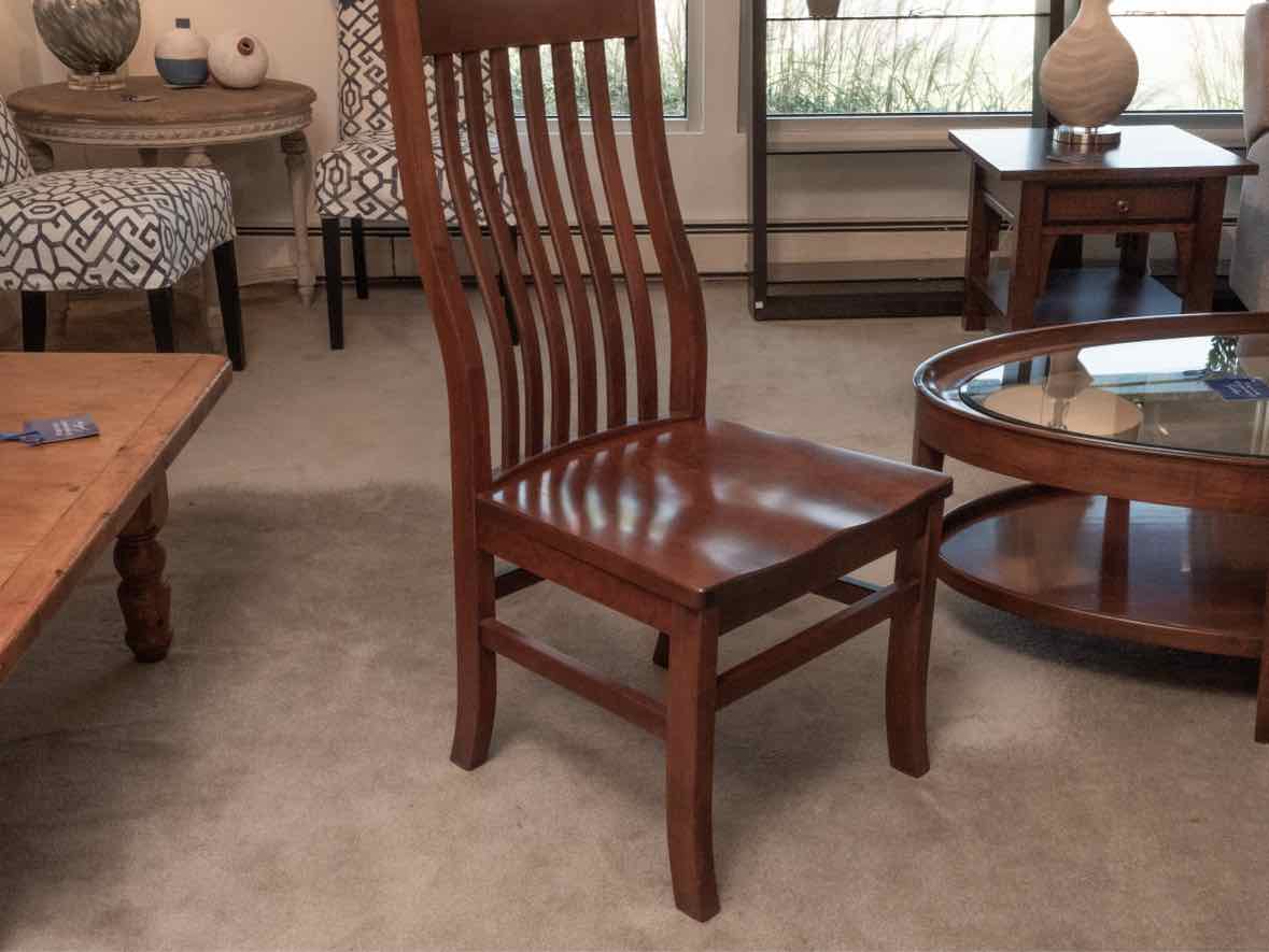 Mission Style Seasoned Cherry Table &  4 Contoured Slat Back Chair Set
