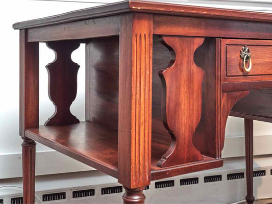 Vintage Mahogany 1 Drawer & Side Shelves Desk