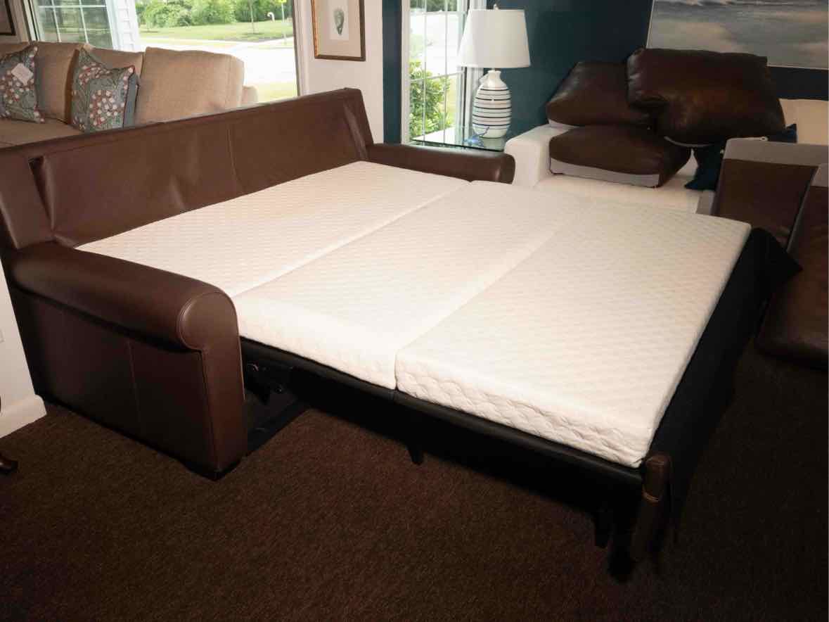 American Leather Espresso Brown Leather 3 Cushion  Queen Sleeper Sofa