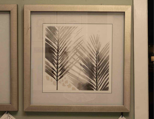 "Natural Elements IV'  Palm Frond Print Double Matted In Silver Frame