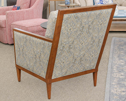 Pair of Ethan Allen Wood Trim Chairs  with Paisley Uphostery
