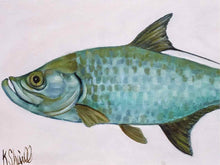 "Fish on Canvas - Tarpon" Print in Drifted Frame with Rustic Gold