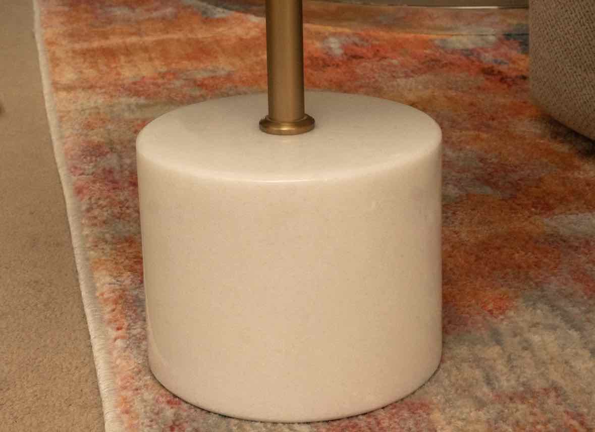 Article 'Narro' Marble Base Brushed Brass Finish Round Cocktail Accent Table