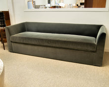 Baker Shelter Arm Bench Cushion 90" Sofa in Pine Velvet