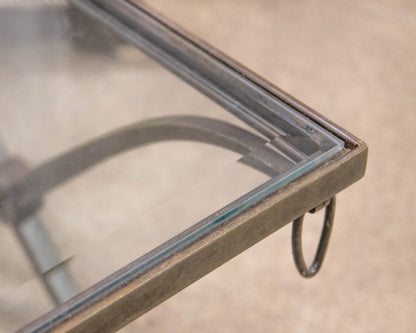 Barbara Barry for Baker Glass Top Cocktail Table With Iron Base