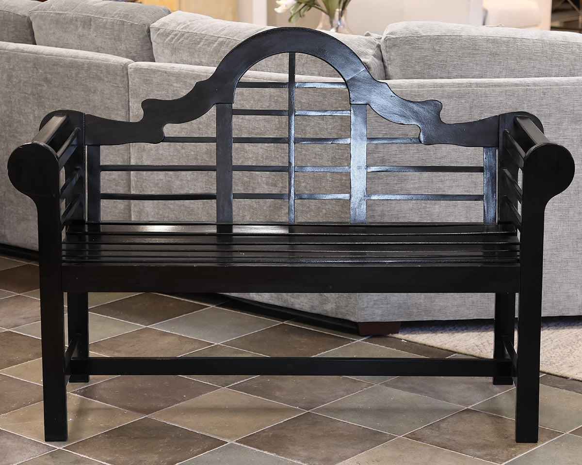 Black Rolled Arm Wooden Bench