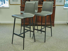 Room & Board Hirsch Set of 3 Bar Stools in Grey Leather