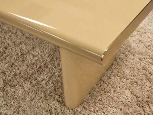 Roche Bobois  Contemporary Beige Expandable  Dining Table with Chrome Edge
