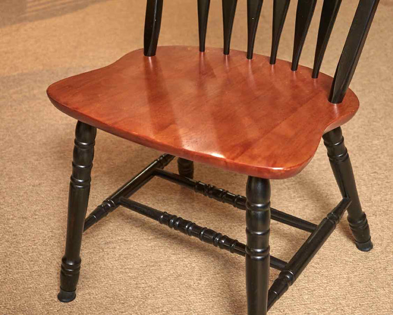 Amesbury Chair Co. Cherry Top Black Finish Legs 6 Windsor Chairs  Dining Table