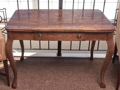Oak Desk with Faux Drawer & Cabriole Legs