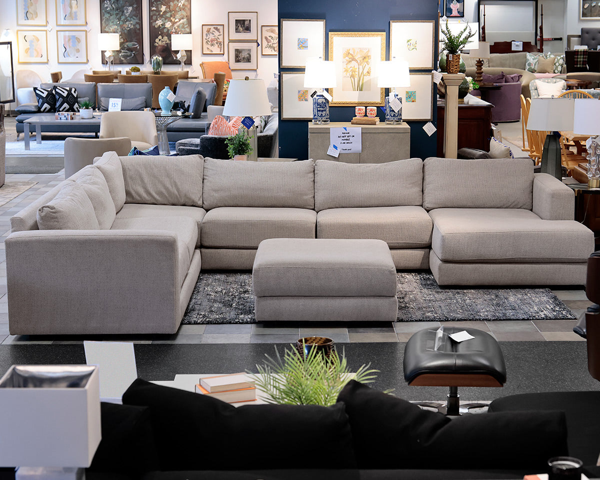 Crate & Barrel Upolstered 4-Piece Sectional W/ Ottoman