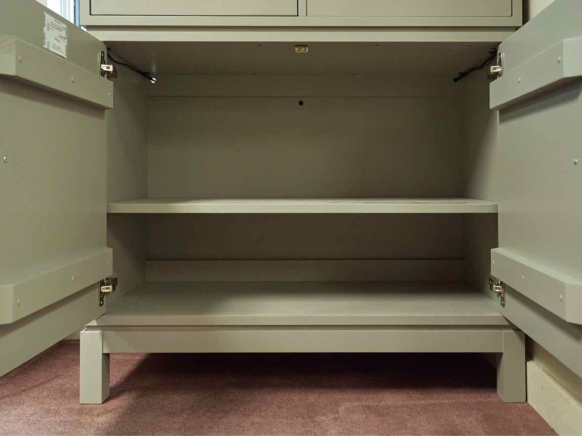 Gat Creek Tomlin Glass Cabinet in Hand-Glazed Light Rain Finish