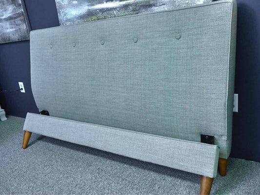 Twin Teal Blue Upholstered Bed