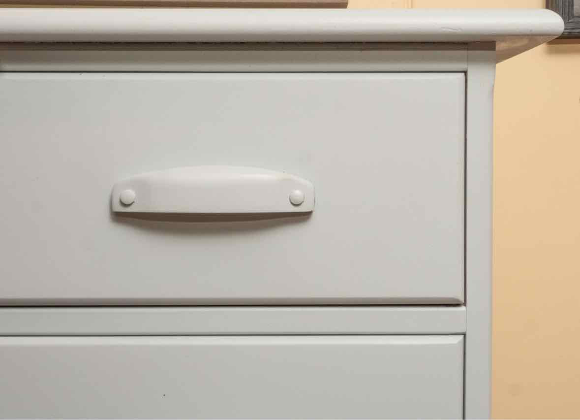 Solid Maple 5 Drawer With Wooden Knobs In Fog Blue Finish Chest