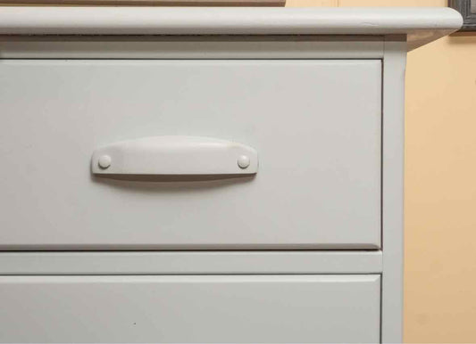 Solid Maple 5 Drawer With Wooden Knobs In Fog Blue Finish Chest