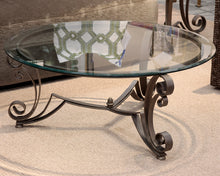 Round Glass Top Metal Base Cocktail Table