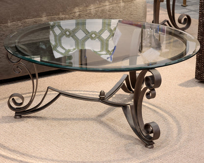 Round Glass Top Metal Base Cocktail Table