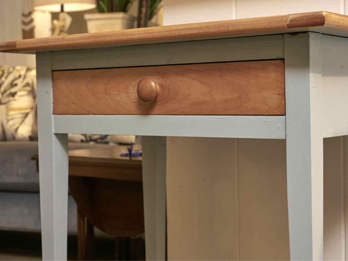 Natural Cherry Top  1 Drawer Custom 'Pewter Gray' Finish  Side Table