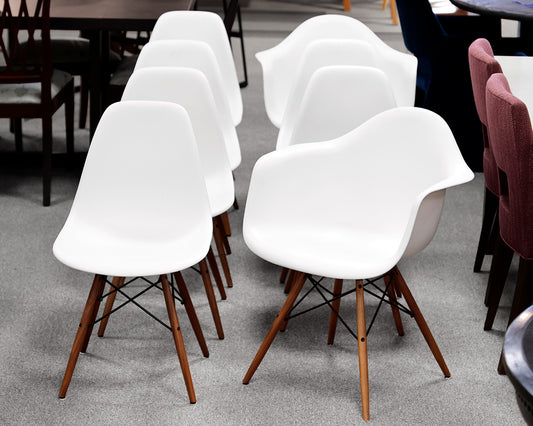 Set of 8 Eames Plastic Molded Dining Room Chairs