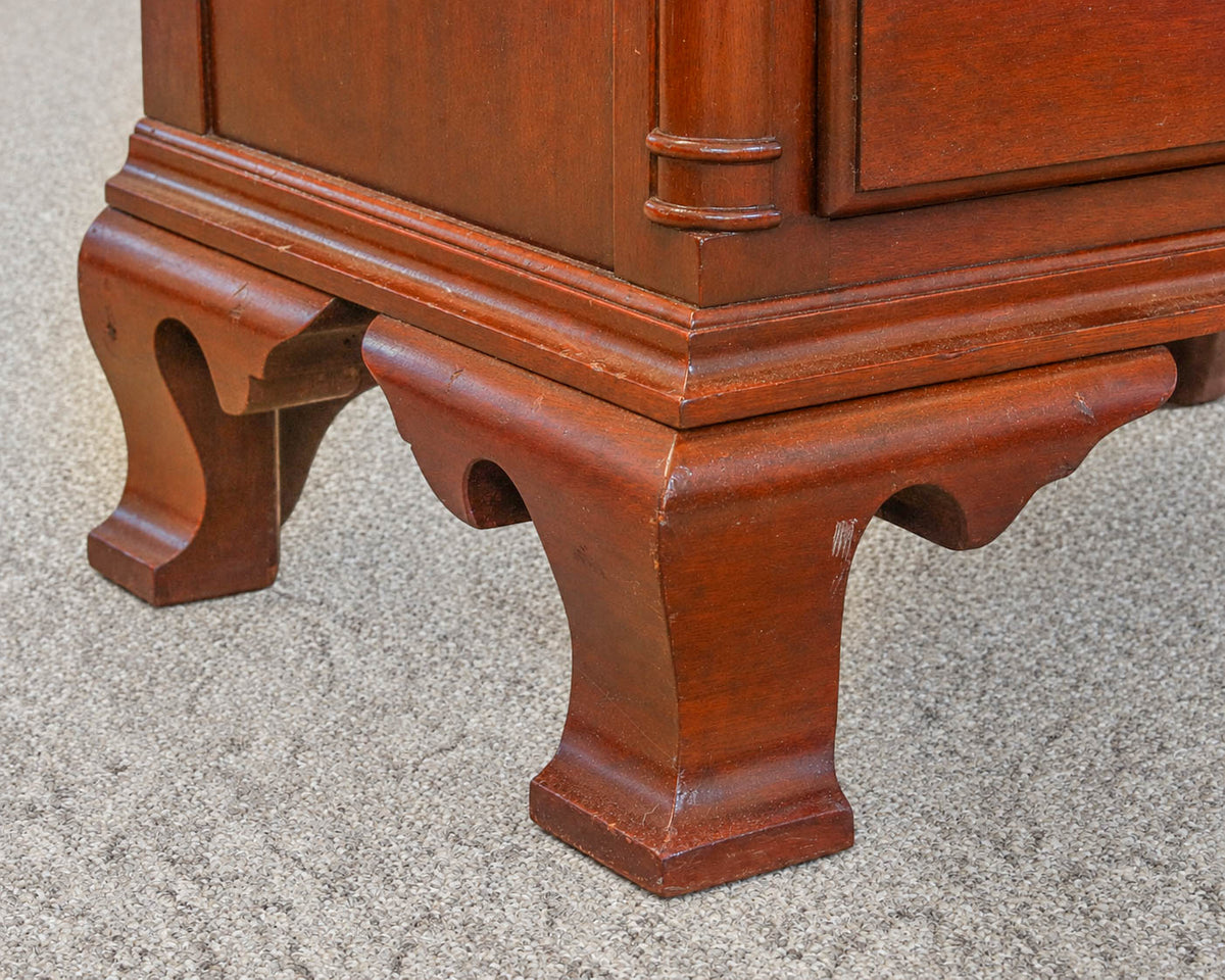 Pair of Continental Furniture Solid Mahogany Bedside Chests with Brass Pulls
