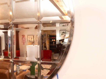 Pottery Barn  Round Chrome Beveled  Mirror