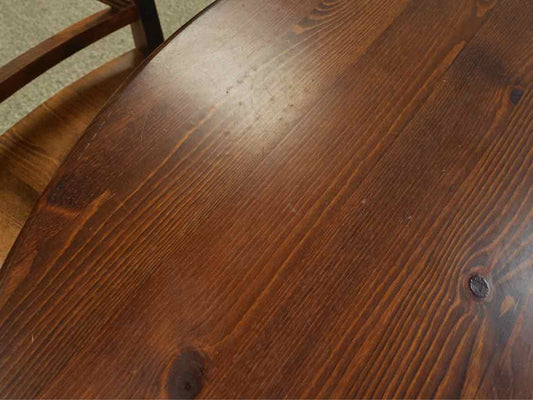 Dark Pine Finish Dining Table & Set of Six Chairs