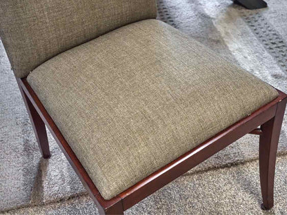 Set of 7  Brownstone Dining Chairs with Men's Wear Upholstered Seats