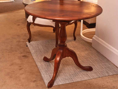 Cherry Round Tilt Top Pedestal Accent Table