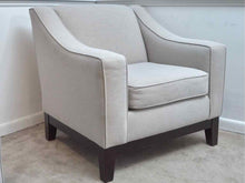Pair of Light Grey Upholstered Club Chairs with Espresso Finish Legs