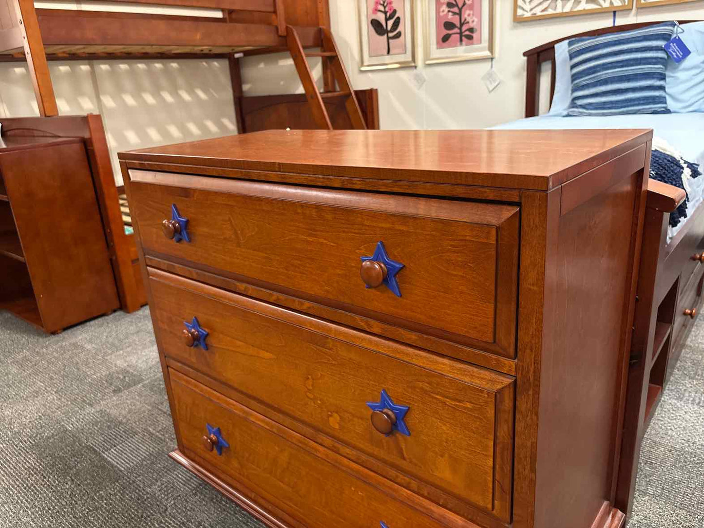Cherry Wood 3-Drawer Dresser