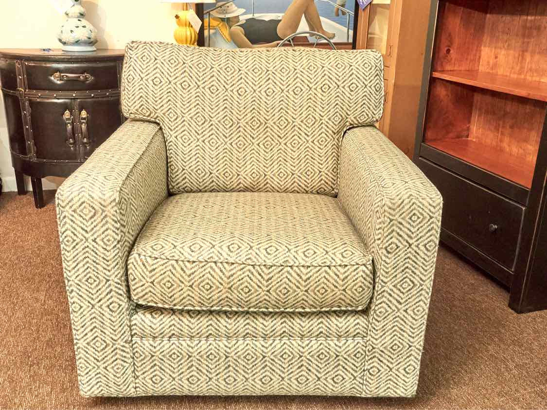 Pair of Boston Interiors Swivel Chairs with Ottomans