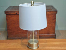 Glass & Gold Finish Metal With Linen Shade Table Lamp