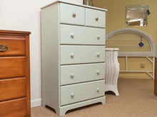 Light Blue Finish 6 Drawer 2 Mercury Knobs Chest