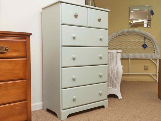 Light Blue Finish 6 Drawer 2 Mercury Knobs Chest