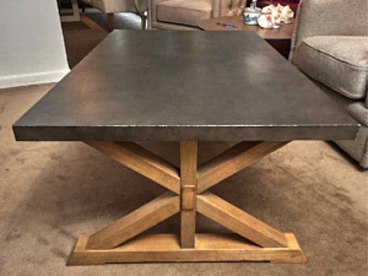 Magnussen Home 'Lybrook' Zinc Plated Top X Frame Trestle Base Cocktail Table