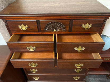 Solid Mahogany Chippendale Chest-on-Chest  With Brass Hardware