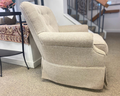 Sam Moore Swivel Glider in Neutral Menswear Fabric