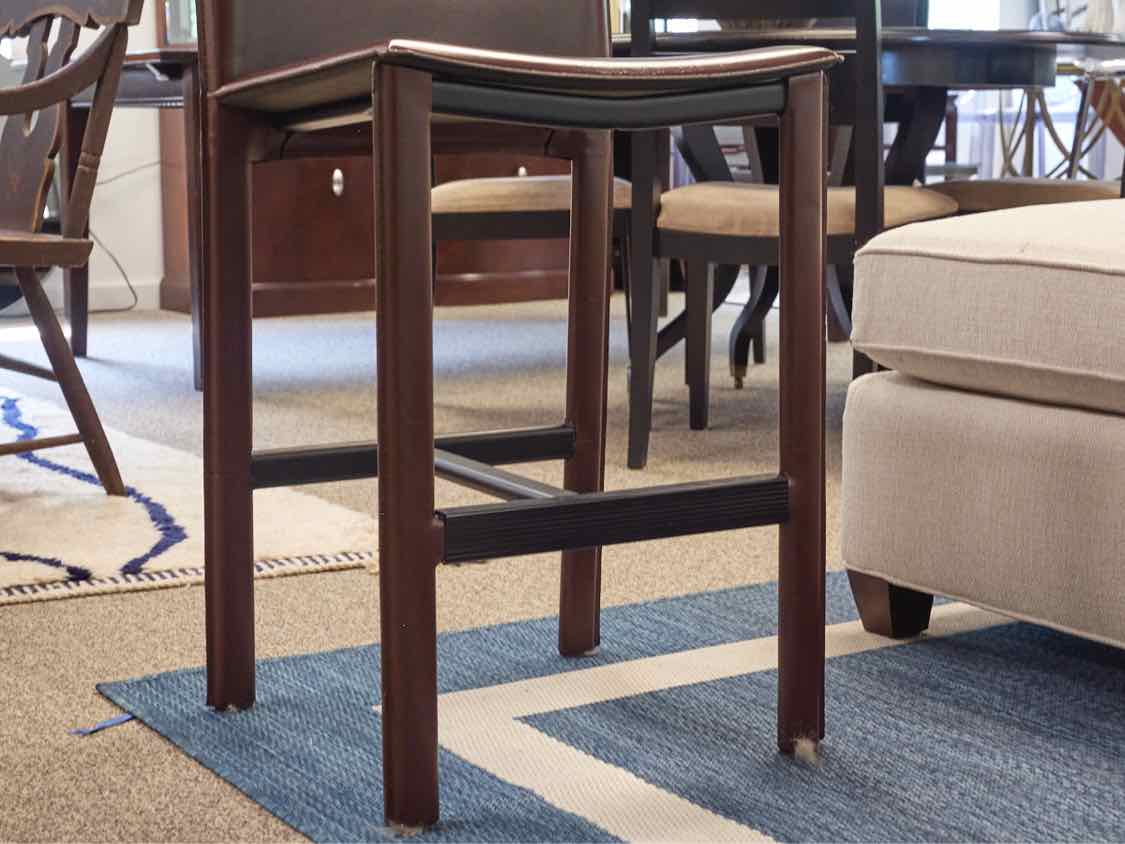 Set of 2 Filippo Sibau & Co Brown Leather Wrapped Counter  Stools