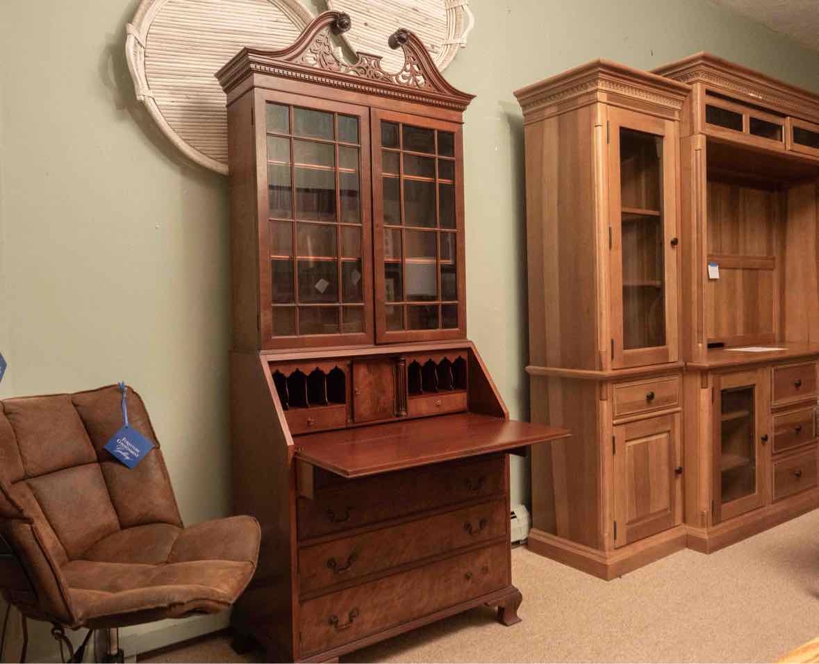 Cherry 2 Glass Door 4 Drawer Secretary Desk