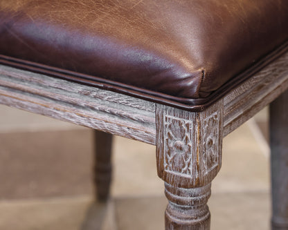 Set of 10 Restoration Hardware Vintage French Round Leather Dining Chairs