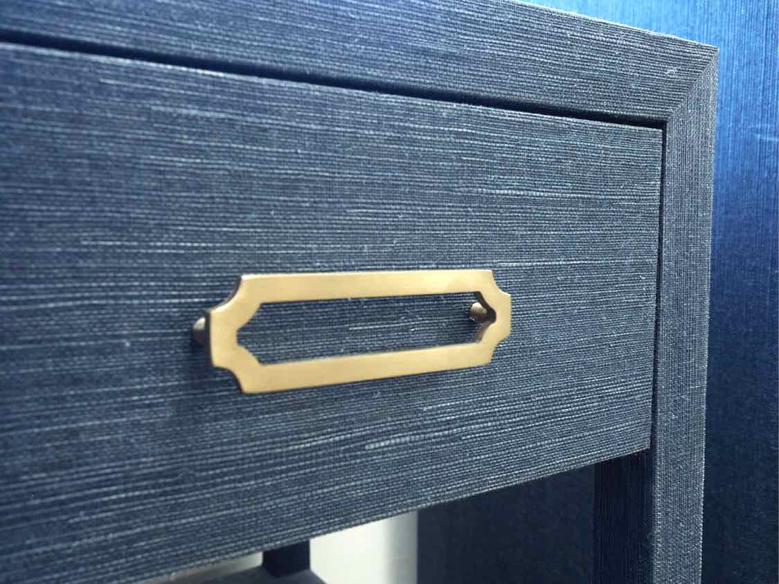 Mitchell Gold + Bob Williams Navy Wrapped Raffia Bedside Chest