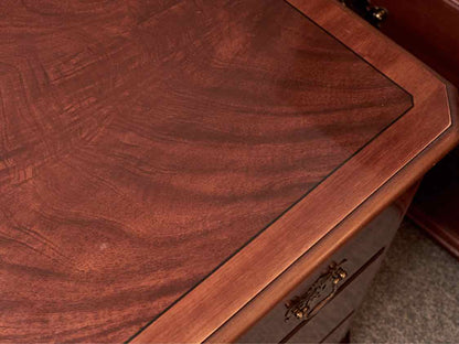 Drexel Burled Mahogany Dresser with 6 Drawers & Brass Handle Pulls