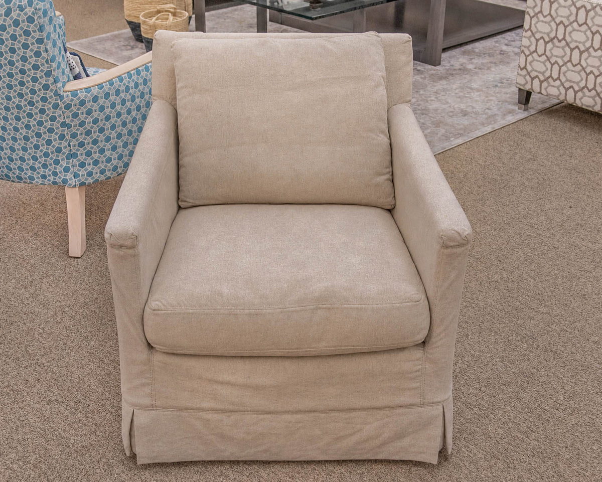 Pair of Lee Industries 'Natural Linen' Swivel Chairs