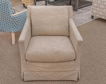 Pair of Lee Industries 'Natural Linen' Swivel Chairs