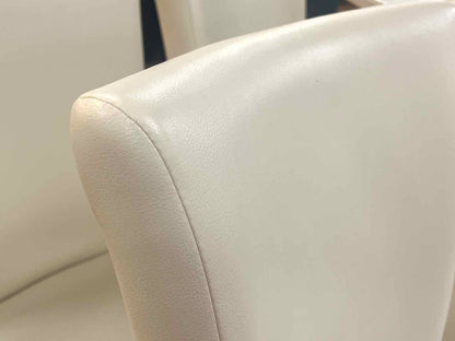 Set of 4 White Leather Dining Chairs