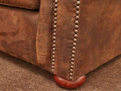 Klausner Micro Fiber Brown Suede 2 Cushion  Nailhead Trim Bun Feet Sofa