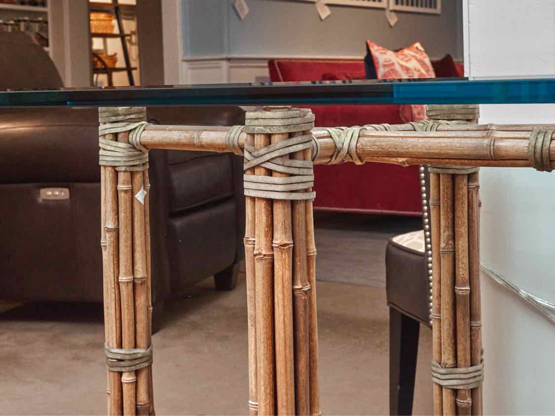 McGuire Glass Top Bamboo Base  Console