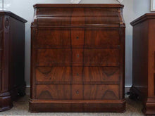 Walnut Antique White Marble Flip Top Dressing Chest