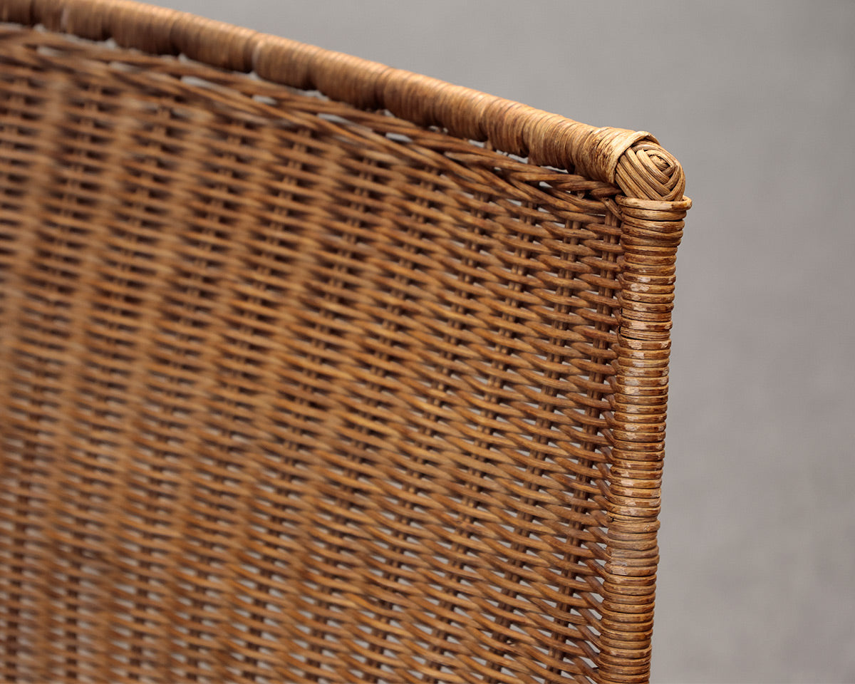 Pair of Frederic Weinberg Wicker and Steel Accent Chairs